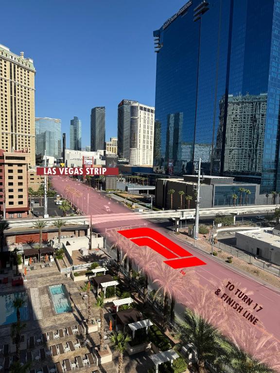 Solstice Studio at MGM Signature Tower 3 BALCONY STRIP VIEW F1 TRACK VIEW - Image 4