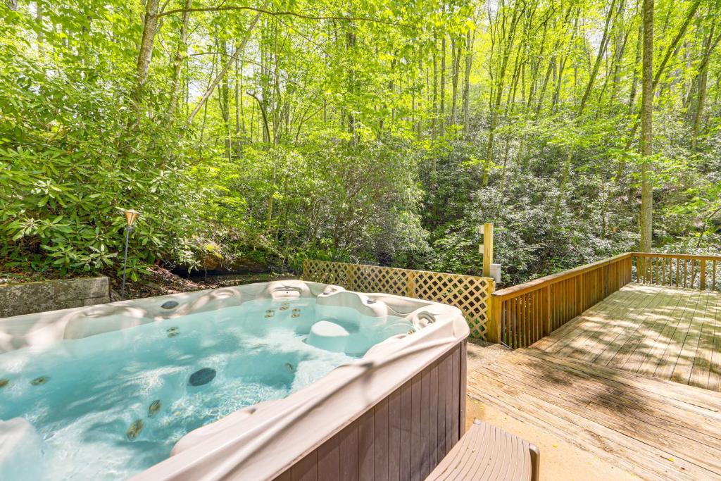 Bryson City Cottage with Hot Tub and Waterfall Views!